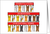 Doctoral Degree Congratulations Cartoon Cats Holding Banners card