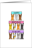 Happy Birthday to My BFF Cute Cartoon Cats Holding Banners card