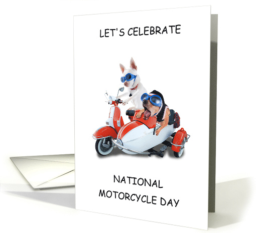 National Motorcycle Day October Dogs on Motorcyle and in Sidecar card