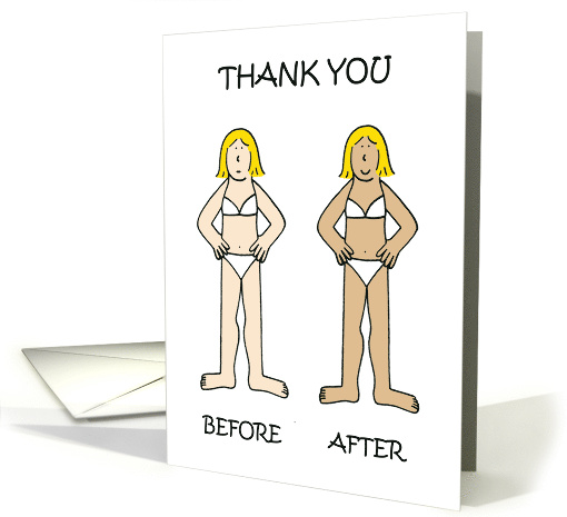 Thank You to Spray Tan Technician Fun Cartoon card (1485290)