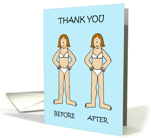 Thank You to Hair Removal Technician Cartoon Humor card (1485292)