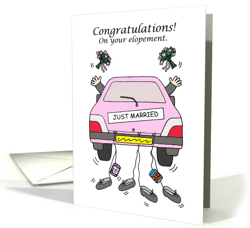 Gay Male Couple Elopement Congratulations Cartoon Car card (1486240)