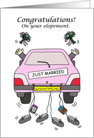 Gay Male Couple Elopement Congratulations Cartoon Car card