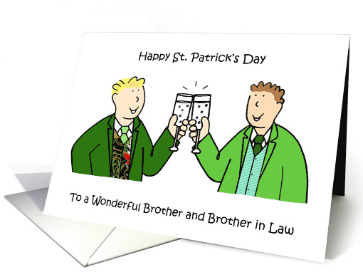 Happy St. Patrick's Day Brother and Brother in Law Cartoon Couple card