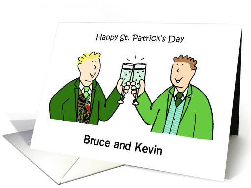 St. Patrick's Day Male Couple Cartoon Fun to Customize Any Names card