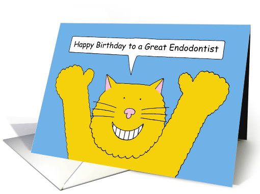 Happy Birthday Endodontist Cartoon Smiling Cat card (1487790)