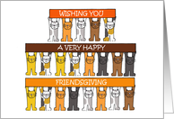 Happy Friendsgiving Cartoon Cats Holding Up Autumnal Banners card