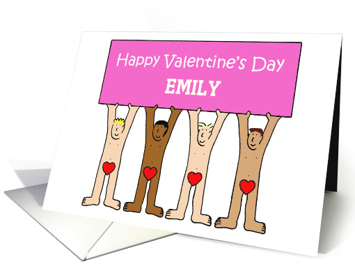 Cartoon Sexy Men Funny Valentine Message to Personalize Any Name card