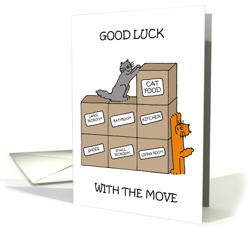 Good Luck with the Move to New Apartment Cartoon Cats card (1493978)