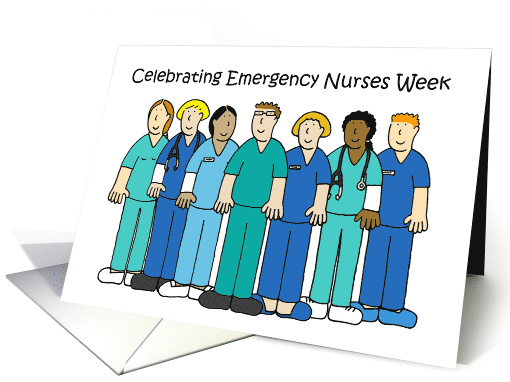 Celebrating Emergency Nurses Week October Cartoon Medics card