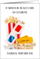 National Popcorn Day January 19th 3D Glasses Popcorn and Tickets card