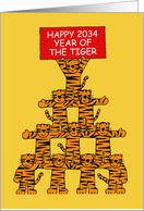 Chinese New Year of the Tiger 2034 Cute Cartoon Tigers with a Banner card