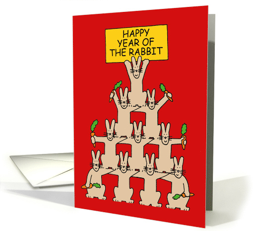 Chinese New Year of the Rabbit Cartoon Bunnies in Formation card