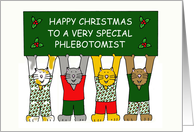 Phlebotomist Happy Christmas Cartoon Cats Wearing Festive Scrubs card