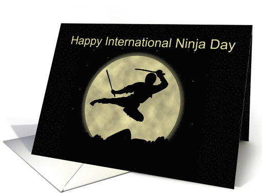 International Ninja Day December 5th NInja Silhouette at Night card