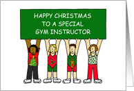 Happy Christmas Gym Instructor Festive Cartoon Ladies card