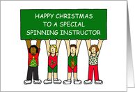 Happy Christmas Spinning Instructor Cartoon Festive Group Humor card