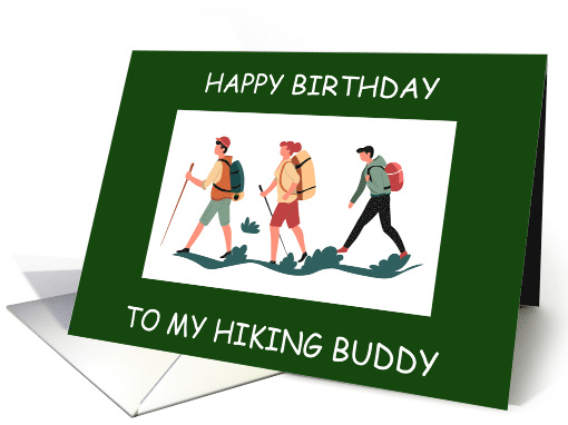 Happy Birthday to Hiking Buddy Walking Group Illustration card