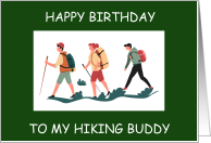 Happy Birthday to Hiking Buddy Walking Group Illustration card