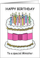 Happy Birthday Minister Cake with Candles Illustration card