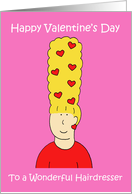 Happy Valentine’s Day for Hairdresser Cartoon Beehive Hair Lady card