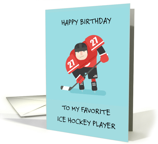 Happy Birthday Ice Hockey Player in Action Cartoon Sportsman card