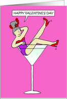 Valentine for Red Hat Lady Fun Woman in Cocktail Glass card