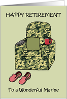 Happy Retirement Marine Camouflage Armchair Cartoon Humor card