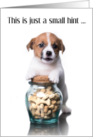 National Dog Biscuit Day February 23rd Puppy Holding Biscuit Jar card