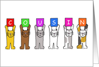 National Cousins Day July 24th Cute Cartoon Cats Holding Letters card