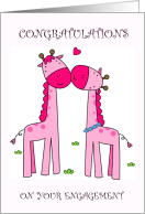 Congratulations to Engaged Couple Cute Cartoon Giraffes card