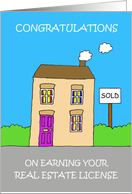 Congratulations Real Estate License Graduate Cute Cartoon House card