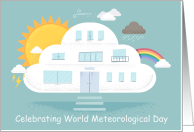 World Meteorological Day March 23rd Illustration of Weather Station card