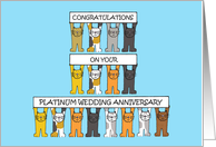 Platinum 70th Wedding Anniversary Cute Cartoon Cats card