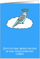 Loss of Pet Bird Sympathy to Personalize with any Name Illustration card