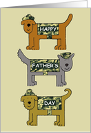 Happy Father’s Day to military Dad Cute Dogs in Camouflage Outfits card