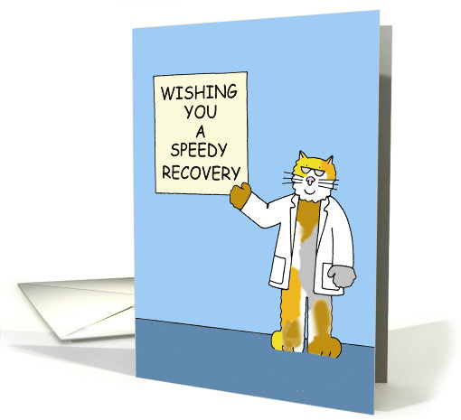 Speedy Recovery from Glaucoma Surgery Cartoon Cat with Eye Chart card
