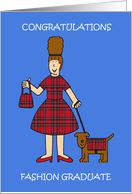Congratulations to Fashion Graduate Lady and Dog in Matching Outfits card