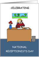 National Receptionists Day Cartoon Lady at Her Office Desk card
