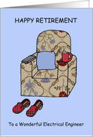 Electrical Engineer Retirement Cartoon Humour Armchair and Slippers card