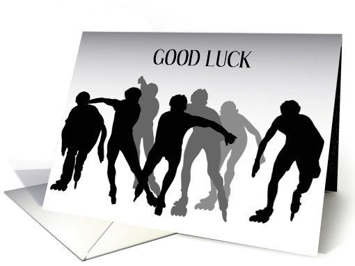 Roller Derby Competition, Good Luck, Silhouettes of Racers. card
