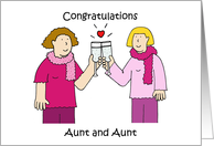 Gay Aunt Wedding Congratulations Cartoon Female Couple Celebrating card