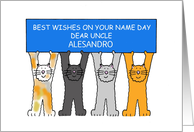 Best Wishes on Name Day Uncle to Personalize any Name Cute Cats. card