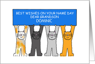 Best Wishes On Name Day Grandson to Personalize Any Name Cute Cats card