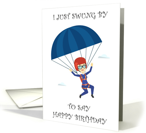 Sky Diver Happy Birthday Humor Lady Parachutist Cartoon card (1533250)