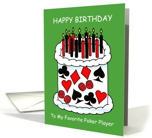 Happy Birthday Poker Player Cake With Candles and Suits Symbols card