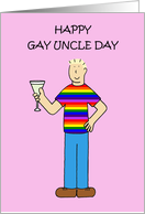 Gay Uncle Day August 14th Guncle Cartoon Man in Rainbow T-shirt card