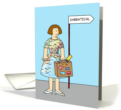 All the Best for Your Sabbatical Cartoon Lady card (1535648)