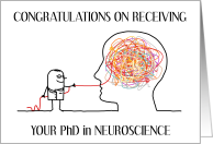 PhD in Neuroscience Congratulations Cartoon Man with Brain card