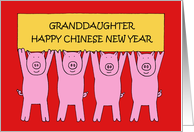 Granddaughter Happy Chinese New Year of the Pig Cartoon Piglets card